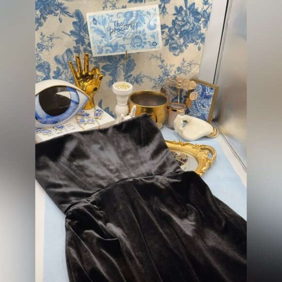 🆕 BRONX & BANCO 🧿 NWOT Florentina Corset Gown, Black Velvet, Sz M US 6 - Picture 2 of 13